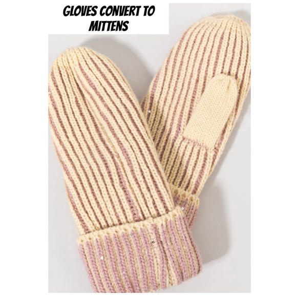 🍁NEW Fall🍁 Lilly Striped Flip Top Gloves - Picture 3 of 4